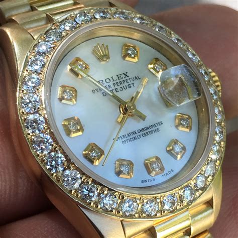 rolex presidential big diamond bezel mop face|18k gold rolex with diamonds.